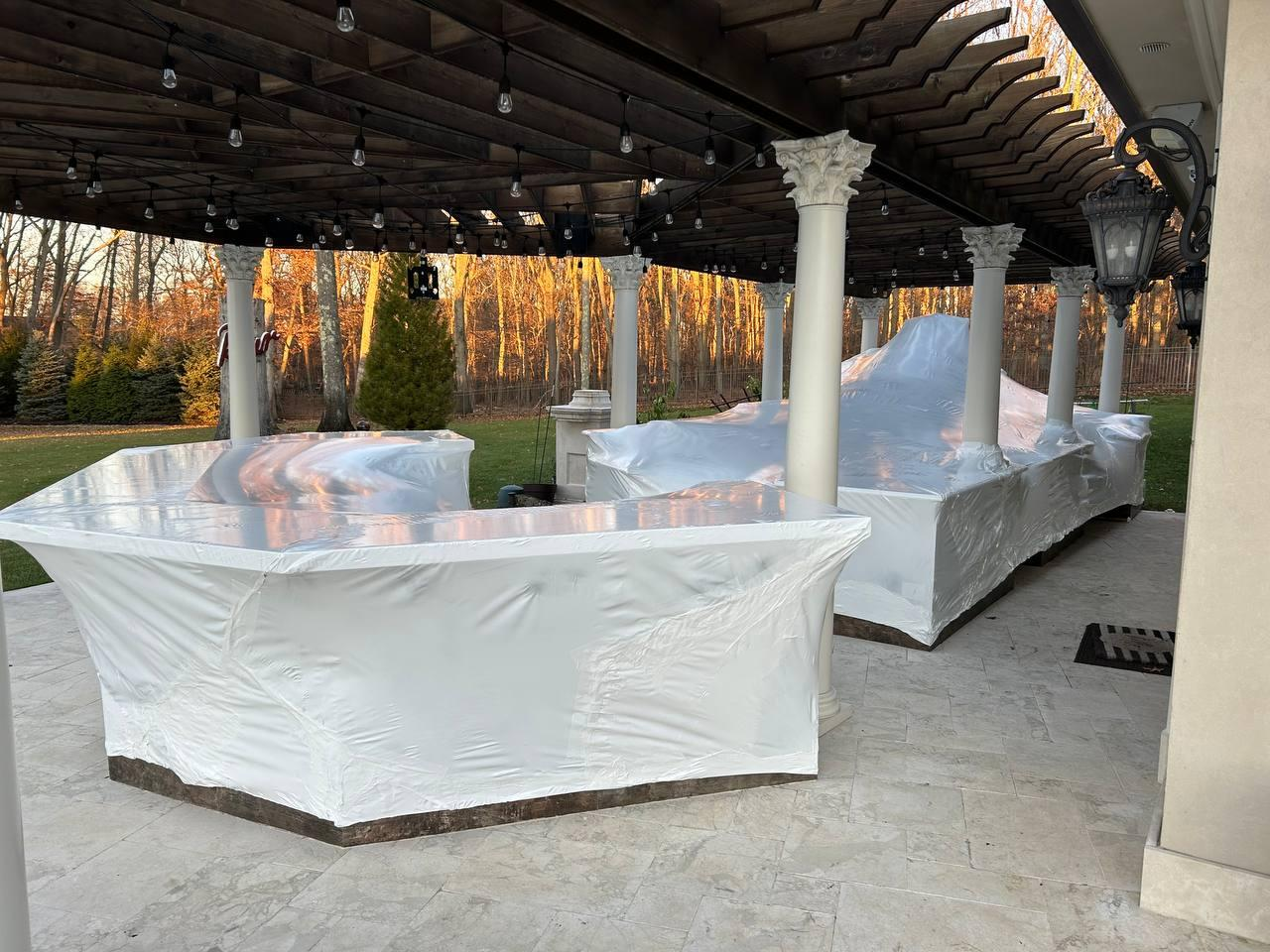 Outdoor bar wrapped
